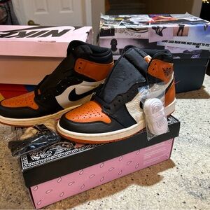 Vintage Black and Orange High-Top Sneakers